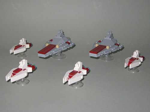 Acclamator and 4 light cruisers front/left angle